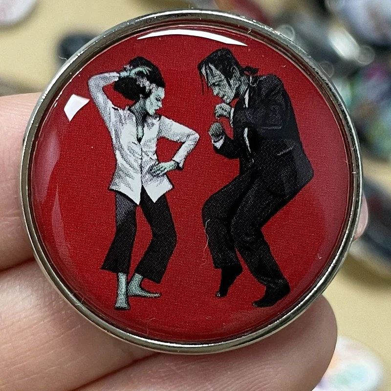 Bride & Frankenstein Pulp Fiction Dance Funny Combine Badge Red Lapel Pin Jewelry