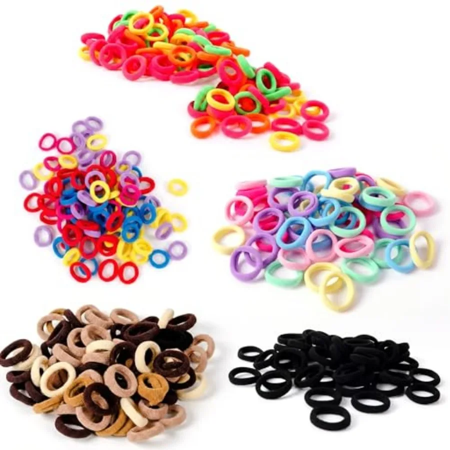 

400PCS Baby Toddler Hair Ties, Elastic Hair Rubber Bands for Girls, 17 s Cotton Toddler Hair Accessories, Small Soft Seamless P
