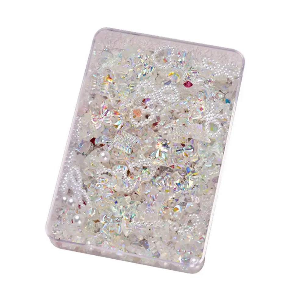 50g 1 caja de adorno de uñas penetración de hielo decoración de superficie lisa 3D Bowknot manicura purpurina decoración para mujer