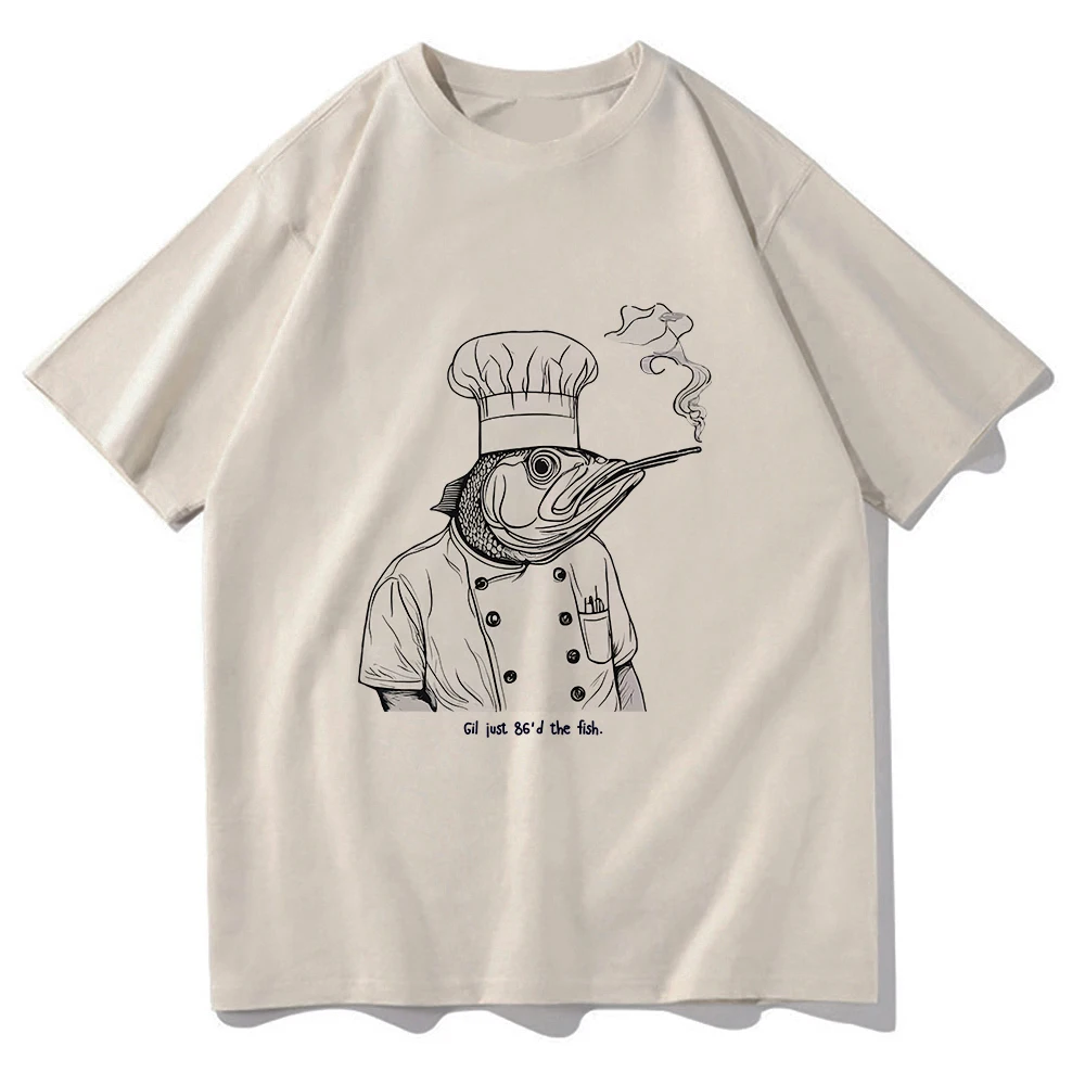 Gil Just 86'd The Fish Tshirt الأخطبوط الشيف مضحك الرجال/النساء الملابس Harajuku ملابس الصيف بلايز للجنسين القطن الجرافيك تي شيرت #3