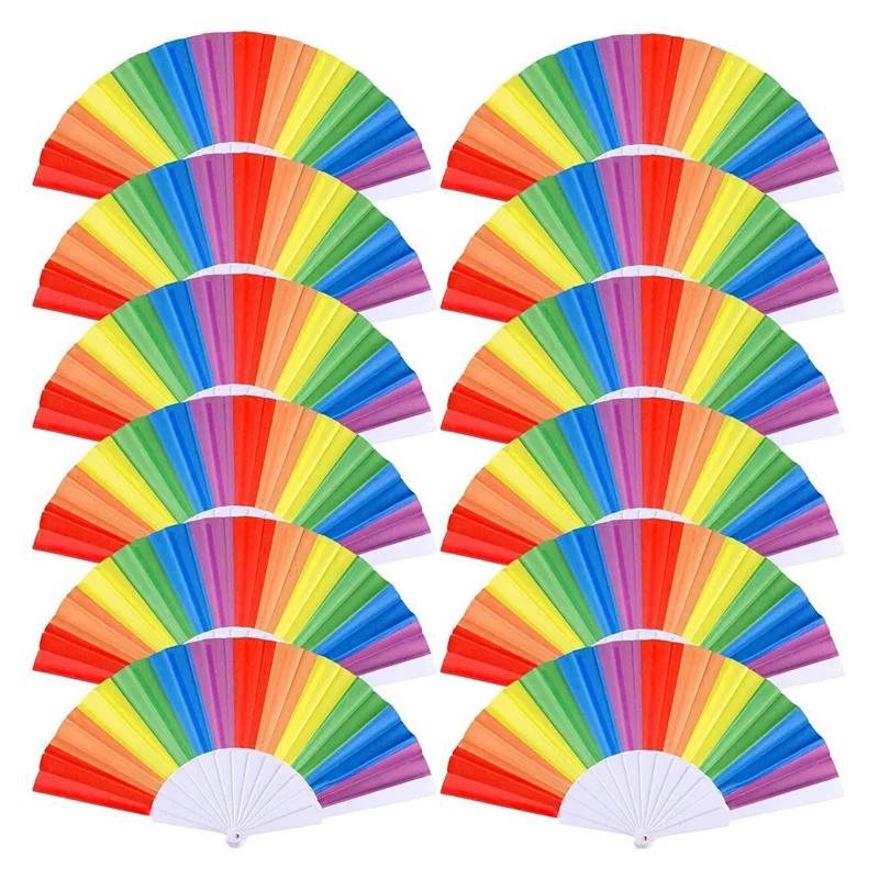 

10 Pack Rainbow Folding Fans , Hand Held Pride Fan Gay Pride LGBT Fans for Parties Festival Events Dance Supplies