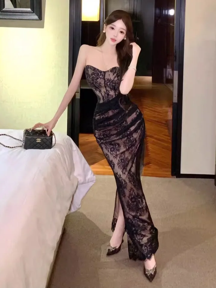 

Sexy Evening Gown with Heavy Fibone Design Strapl Bodycon Dr for Women High Waist Autumn Winter Season Ciwalk Sle