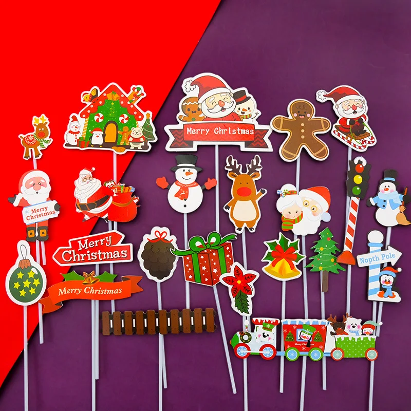 6 teile/satz Frohe Weihnachten Cupcake Topper Neue Jahr Kuchen Dekoration Santa Claus Baum Rentier Kuchen Topper Picks Weihnachten Party Versorgung