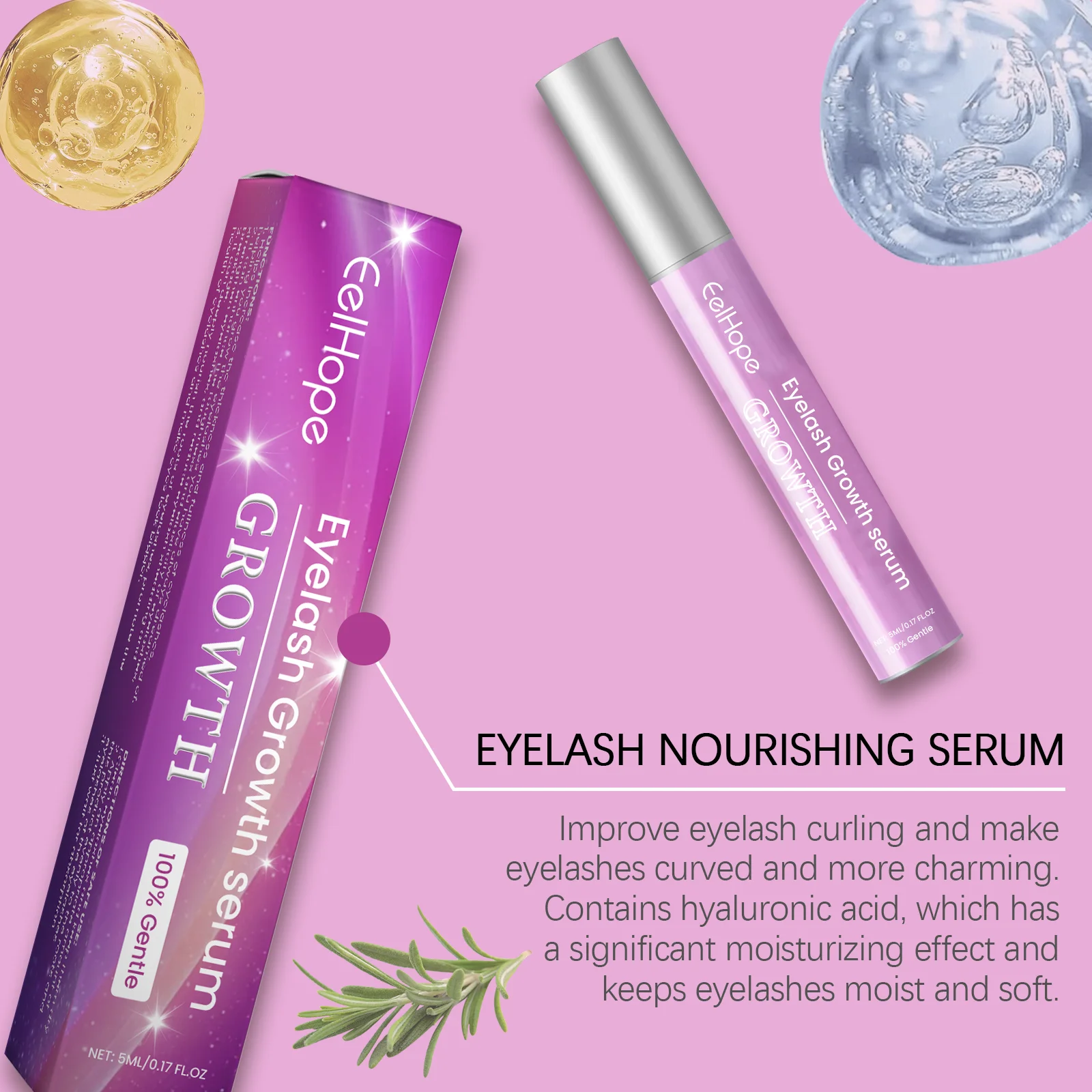 Suero para el Crecimiento Rápido de Pestañas, Potenciador para Pestañas Más Largas, Voluminosas y Rizadas, Tratamiento Nutritivo para la Raíz, Accesorio de Maquillaje para Ojos