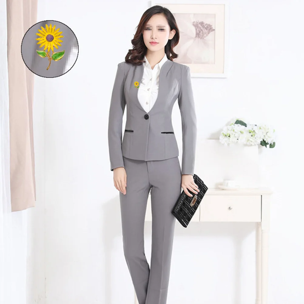 بروش عباد الشمس سبيكة دبوس الصدر مجوهرات الأزياء الإكسسوار للنساء الفتيات ملابس حفلات الزفاف اليومية الذهب #4