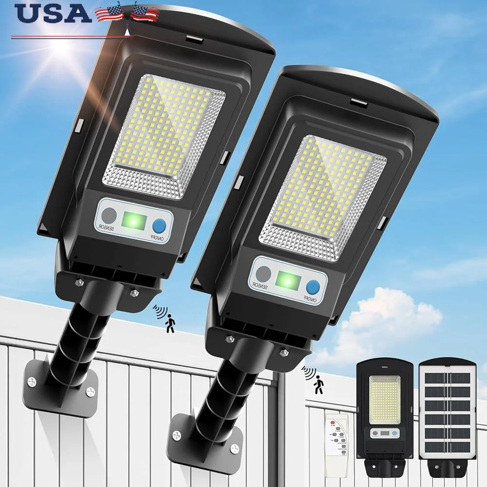 

Солнечные уличные фонари для улицы, 20000 лм, водонепроницаемый светодиодный прожектор с датчиком движения, от сумерения до рассвета, 6500 К, 2400 мАч, аккумулятор IP66