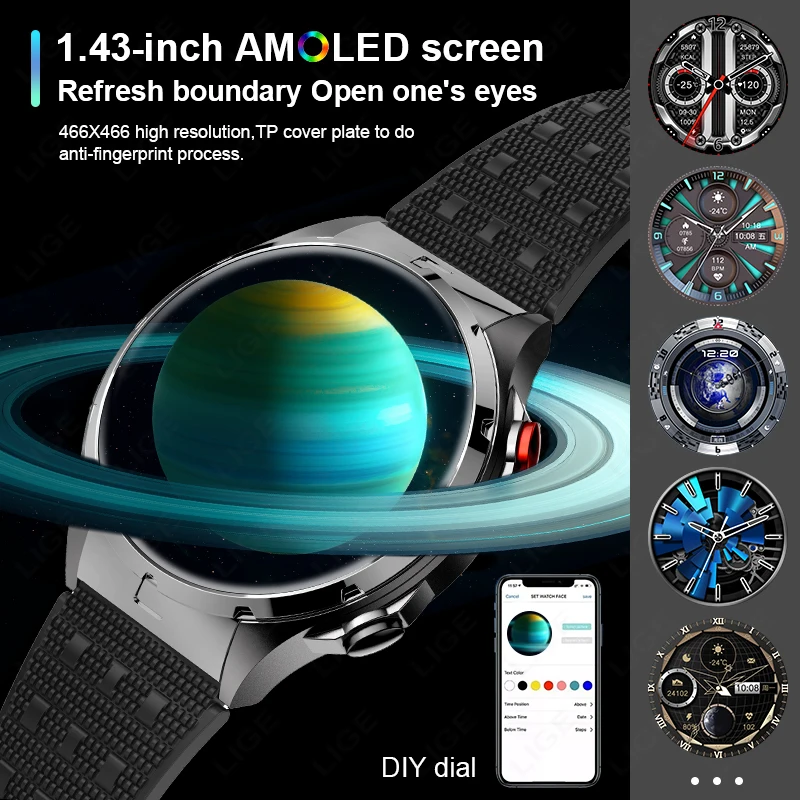 2025 Новые спортивные NFC модные умные часы с GPS, мужские умные часы с экраном AMOLED 1,43 дюйма, пульсометр, кровяное давление, здоровье, умные часы для XIAOMI IOS