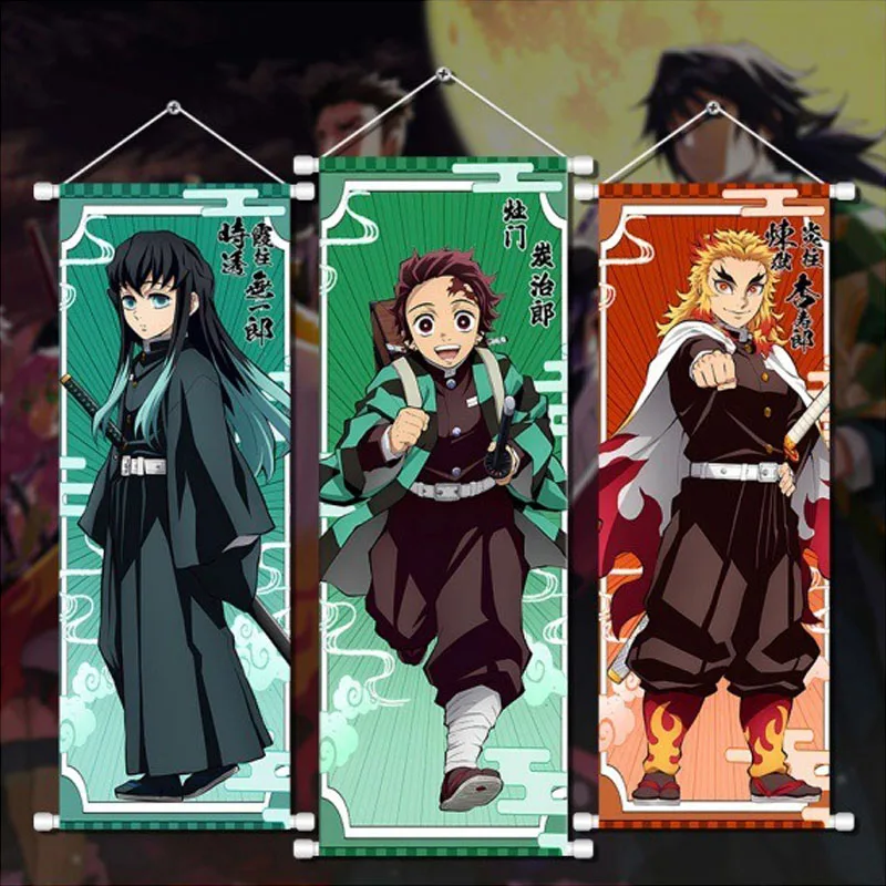 

Demon Slayer Wall Scroll Anime Cloth Poster, Kimetsu no Yaiba Tapiz, Otaku Room Decoration Gift for Fans, Art Toys