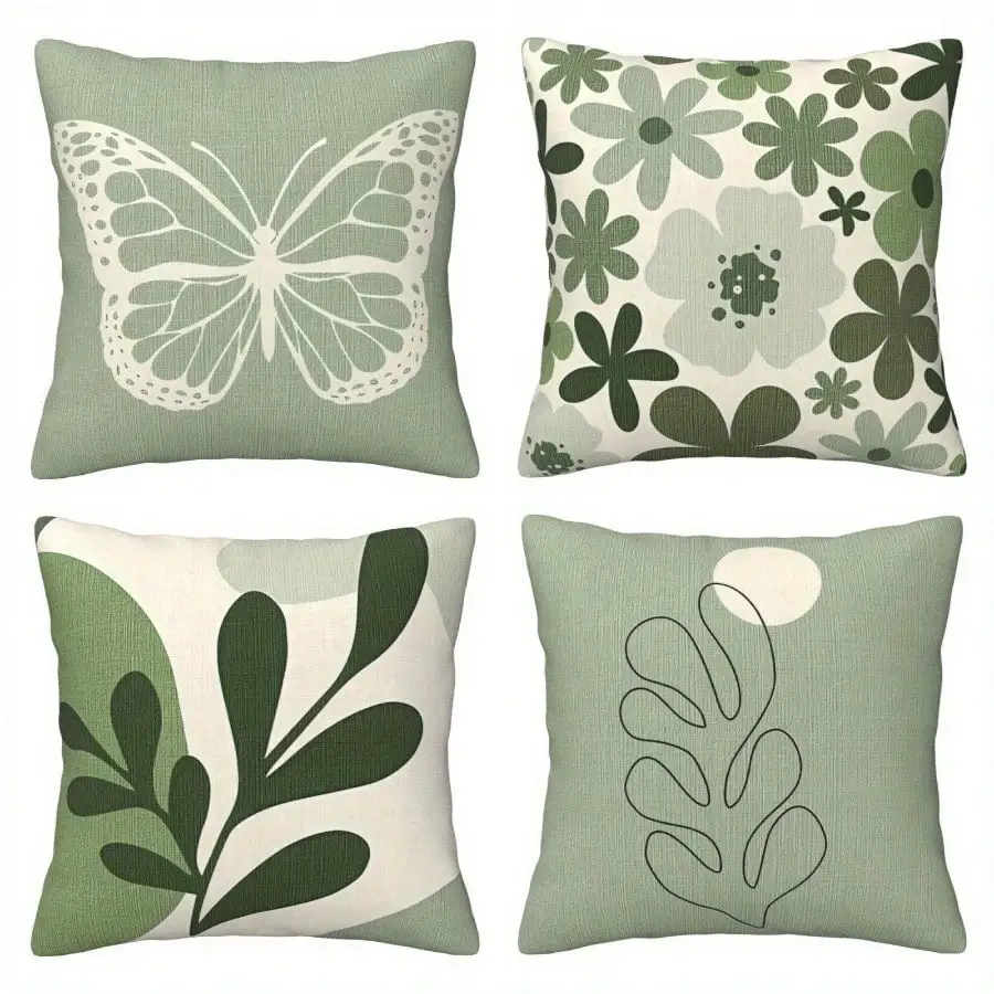 4pcs abstract flowers Single-sided printing Short plush Suitable for living rooms bedrooms sofas (excluding pillow cores)