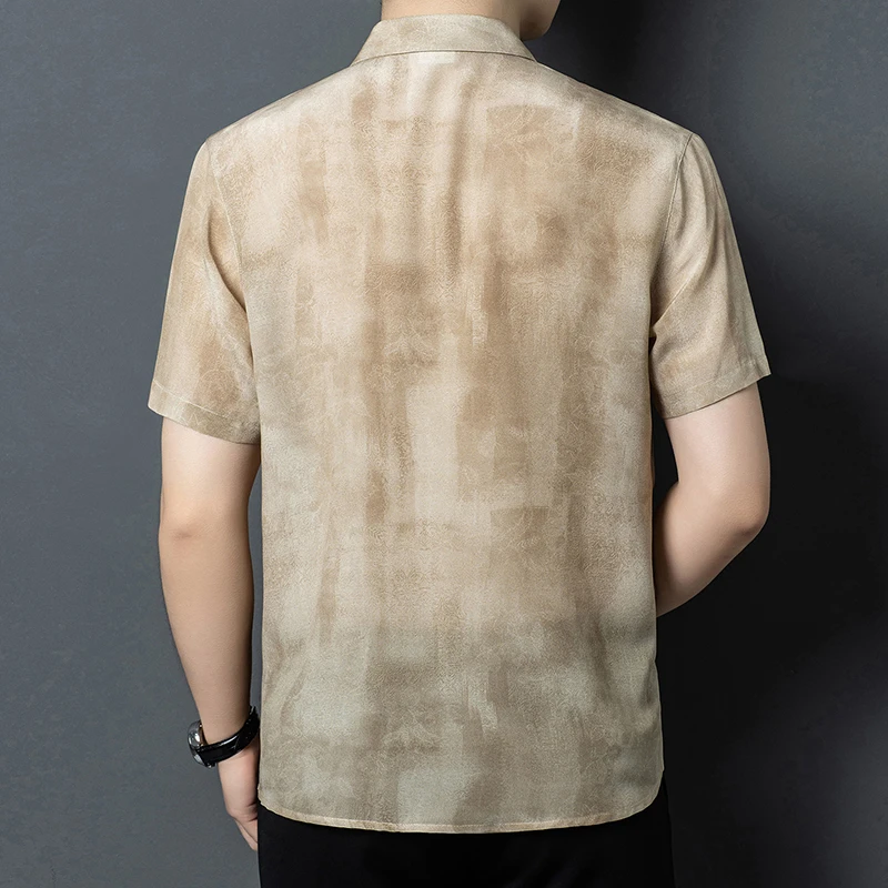 Geniune Silk 100% Lightweight Shirts For Men Thin Short Sleeve Summer Quality Skin-Friendly Breathable Premium Camisas De Hombre