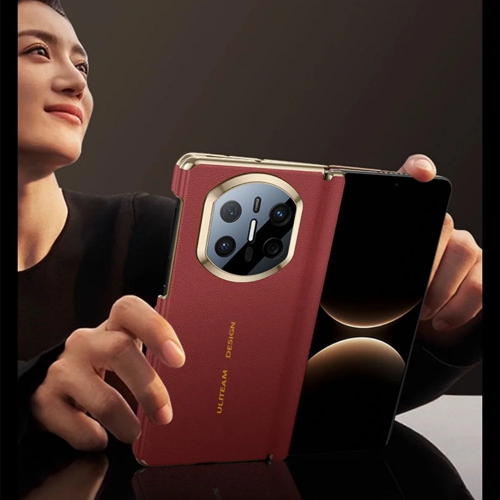 

Premium Skin-feel Leather Double Hinge Case For Huawei Mate X5 X7 X6 Back Cover