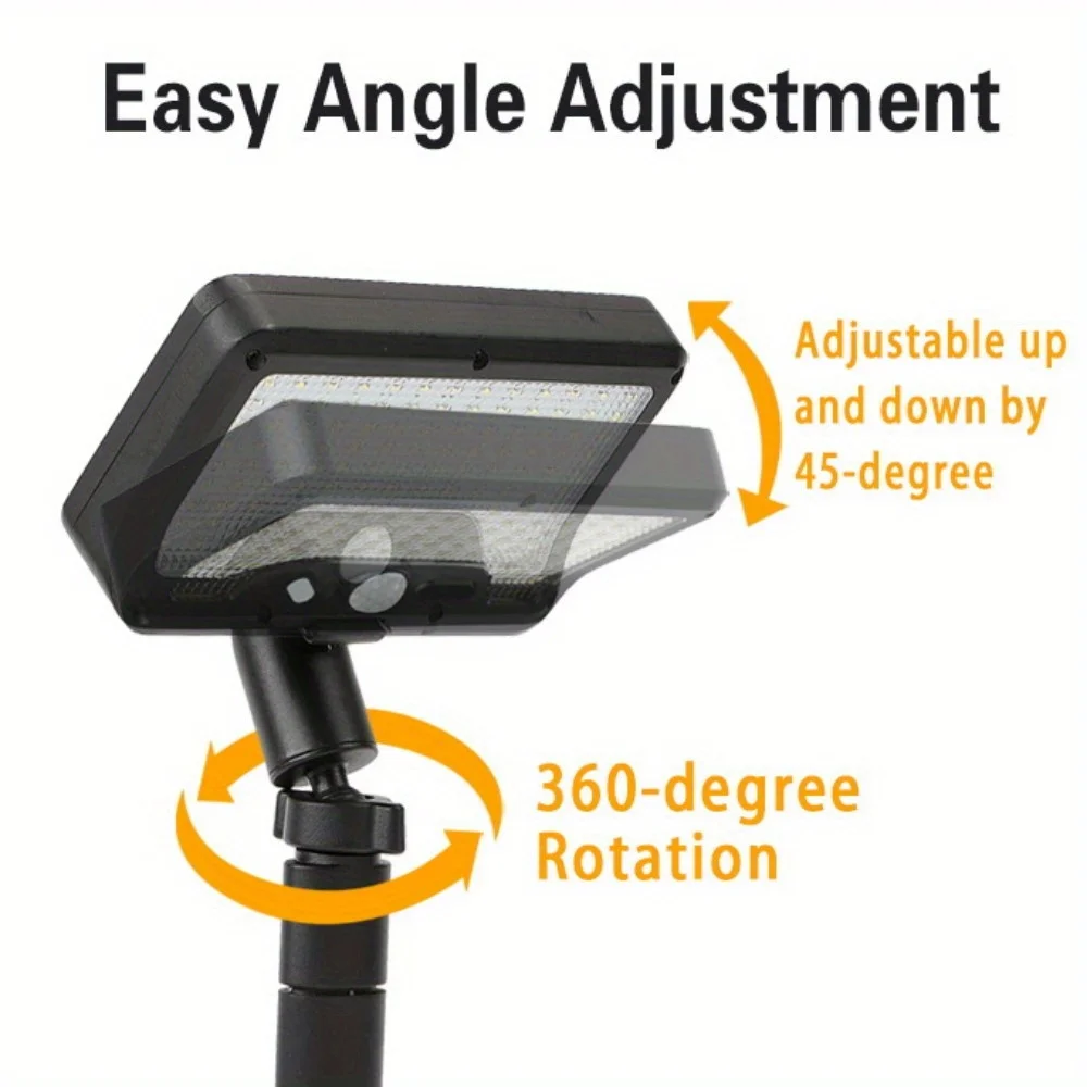 1PC movido a energia solar lâmpada de clipe duplo luz externa para pátio branco/luz quente 360 °   Luzes de jardim para gramado com detecção de corpo humano de rotação