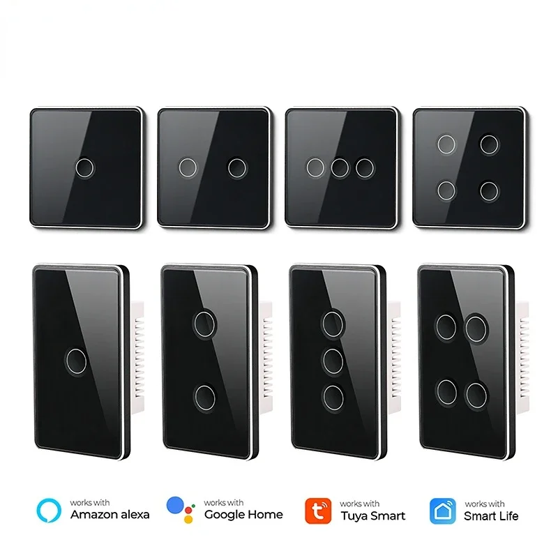 

Zigbee Tempered Glass Smart Home Touch Light Switch 1/2/3/4 Gang Tuya App Remote Control Wall Switch Work With Google Alexa