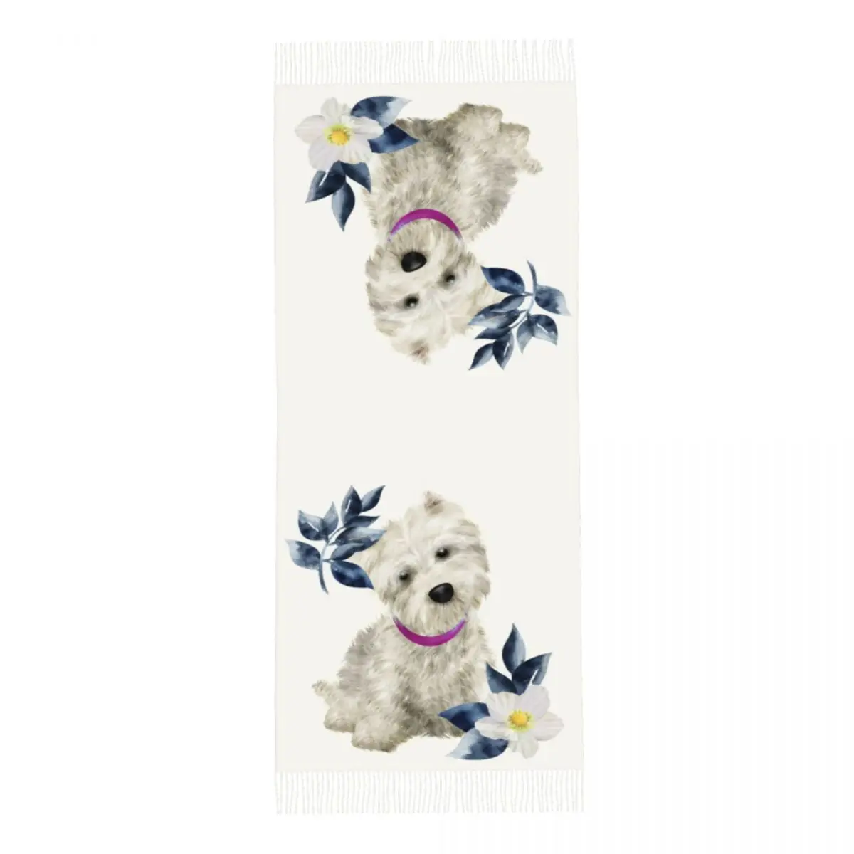 Impressão personalizada westie e flores cachecol feminino inverno outono cachecóis quentes west highland branco terrier cão xale envoltório