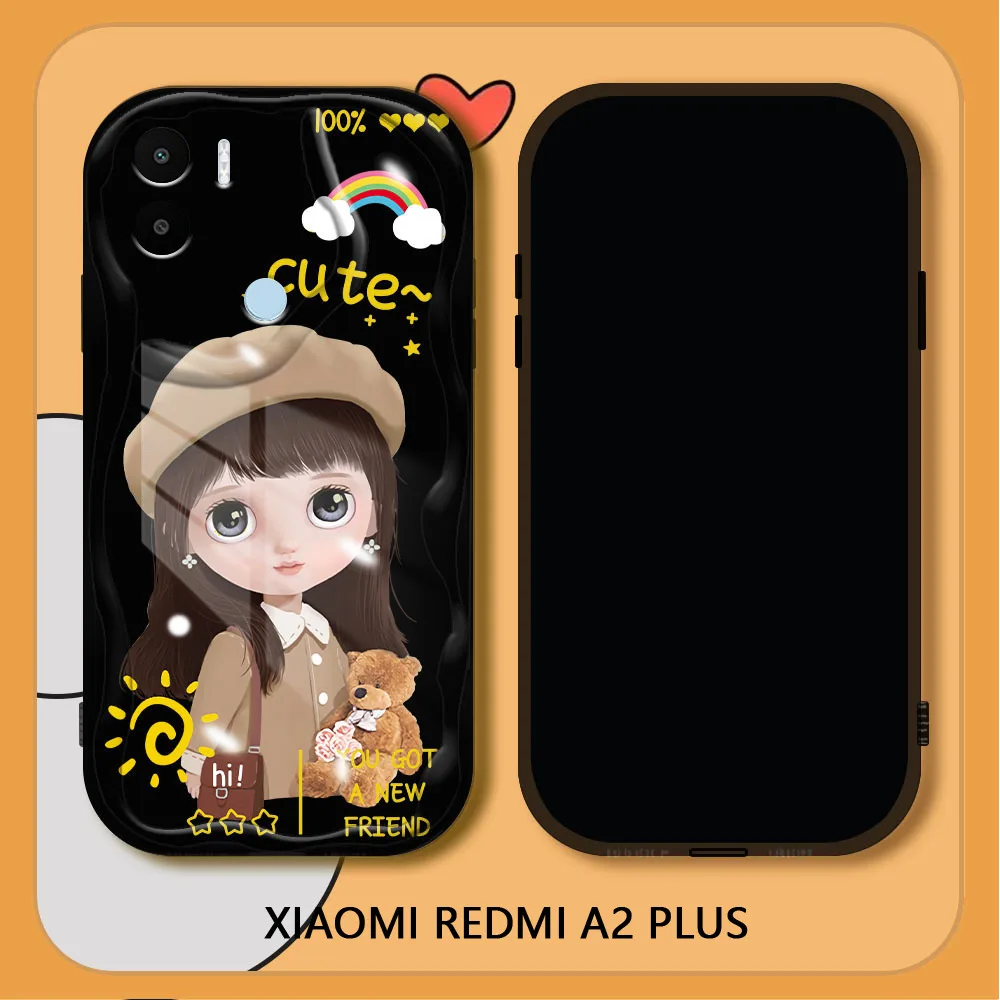 กรณีสําหรับ Xiaomi Redmi A2 Plus A3 A1 + สาวน่ารักปกหลังซิลิโคนอ่อนนุ่มใสกล้องเลนส์เคสโทรศัพท์