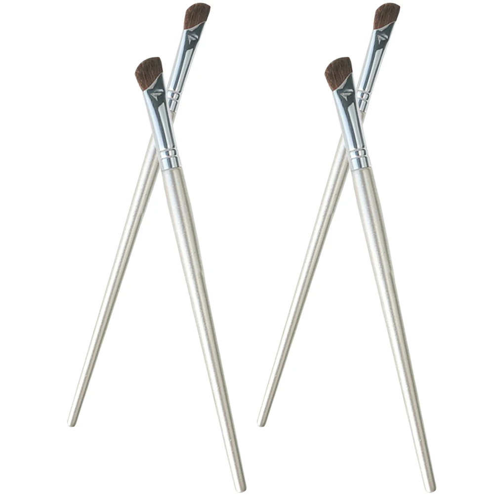 

4pcs Angled Eye Makeup Brushes Nose Shadow Contour Tool Eyeshadow Blending Brush Golden H Large Small Size Practical