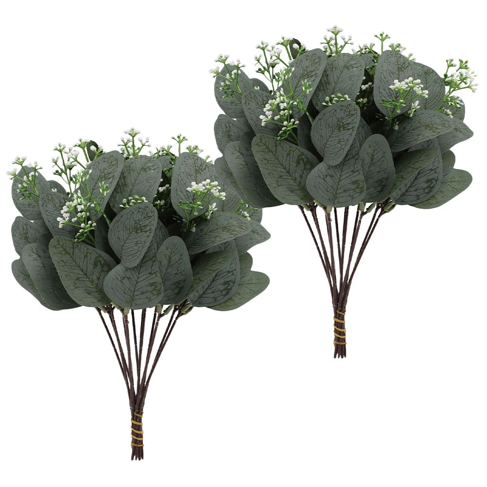 

24pcs Simulation Eucalyptus Leaves Realistic Artificial Plant Decor For Home Wedding Vase Filler Greenery Arrangement Fake