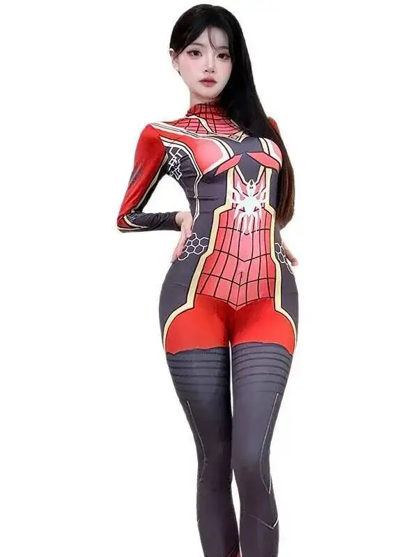Sexy sexy aberto virilha calças de macacão feminino manga comprida anime aranha impresso puro desejo boate estilo macacão calças 5pjn