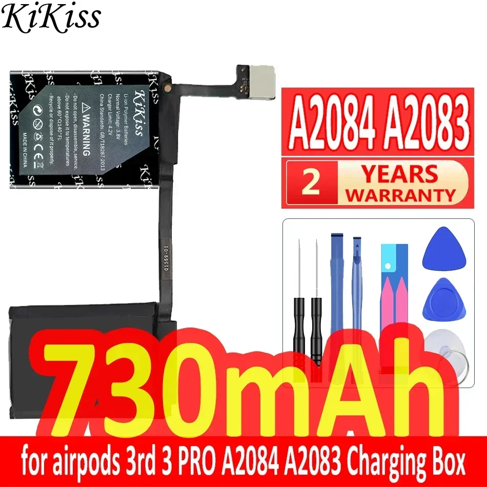 

40mAh/730mAh KiKiss Powerful Battery for airpods 3rd 3 Pro 3pro A2084 A2083 Earphone Charging Box