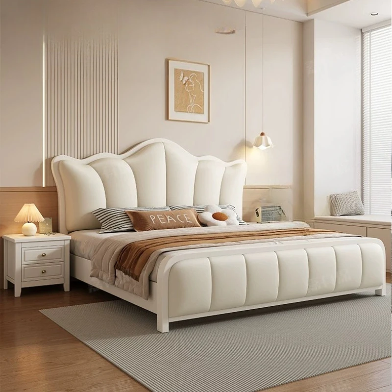 Leather Sleeping Bed European Princess Queen Design Girls Luxury Modern Bed Headboards Single Letto Matrimoniale Home Furniture