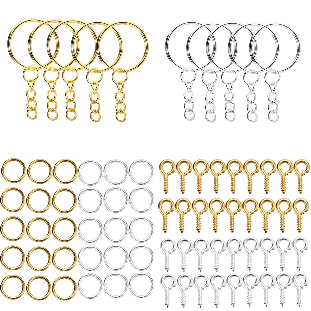 110pcs/Set Keychain Open Jump Rings Eye Pins Jewelry Making Accessories Kits for DIY Epoxy Resin Key Chain Key Ring Pendants