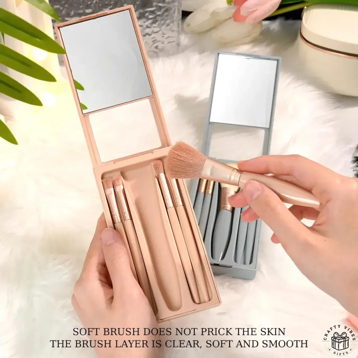 5-teiliges Set für Make-up-Pinselboxen mit Aufbewahrungsbox für Make-up-Pinsel mit Spiegel