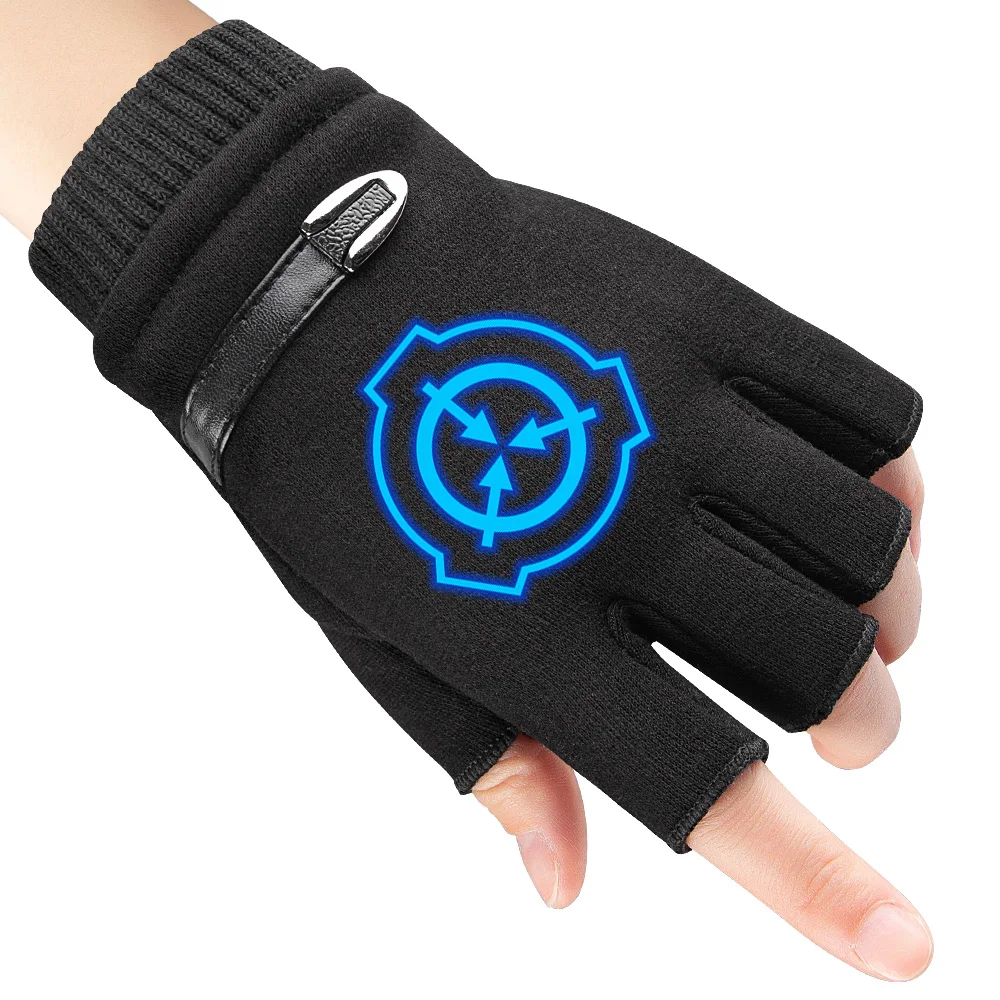 

SCP крутые синие флуоресцентные светящиеся детские перчатки мужские и женские перчатки осенние теплые вязаные перчатки без пальцев