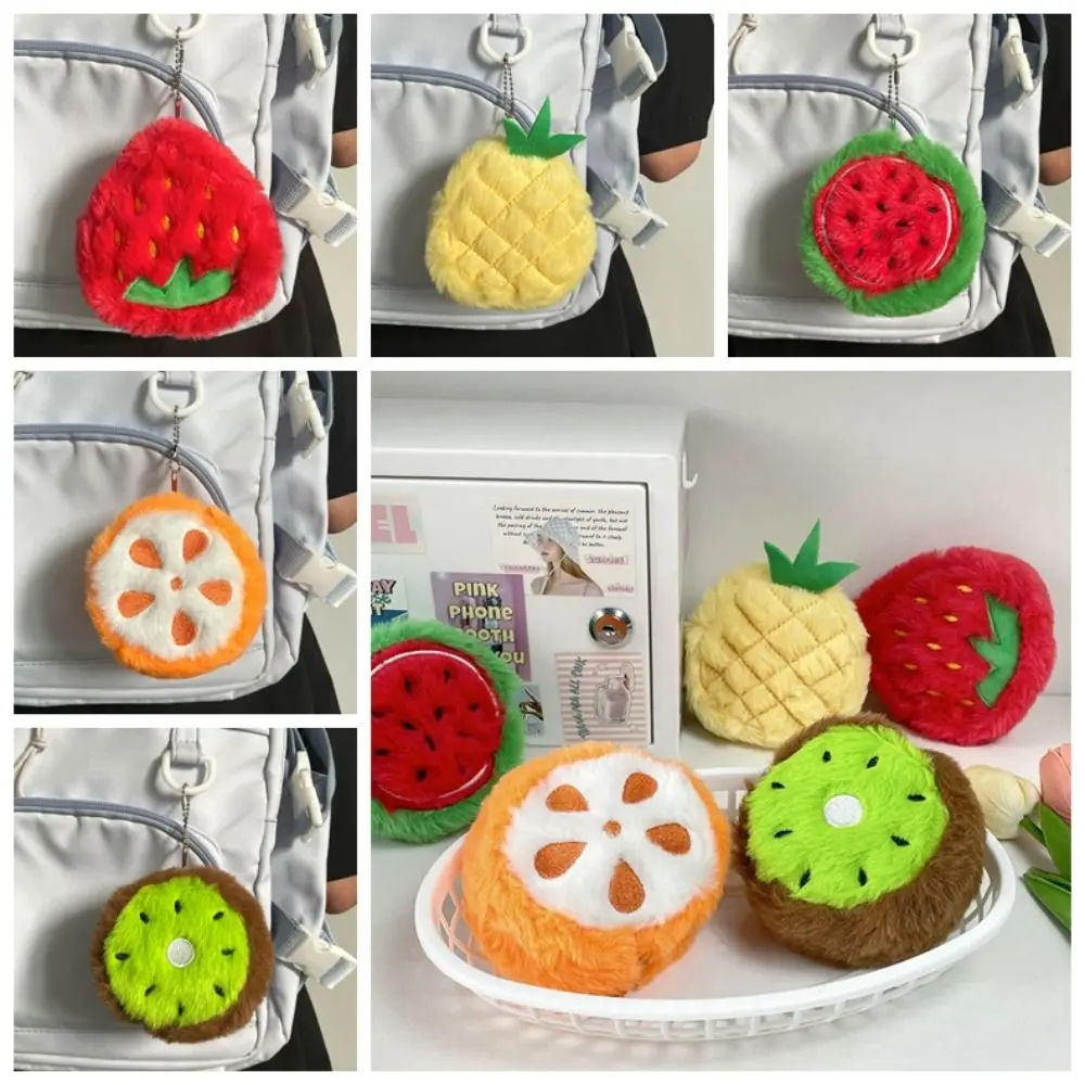 Mini monedero de felpa con forma de fruta suave, bolsa de dibujos animados, llavero colgante, sandía, fresa, bolsa de almacenamiento, regalo