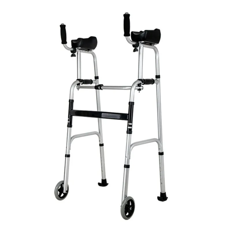 

walker with wheel with seat aluminum alloy disabled four-legged crutches rehabilitation aid walker with arm drag walker