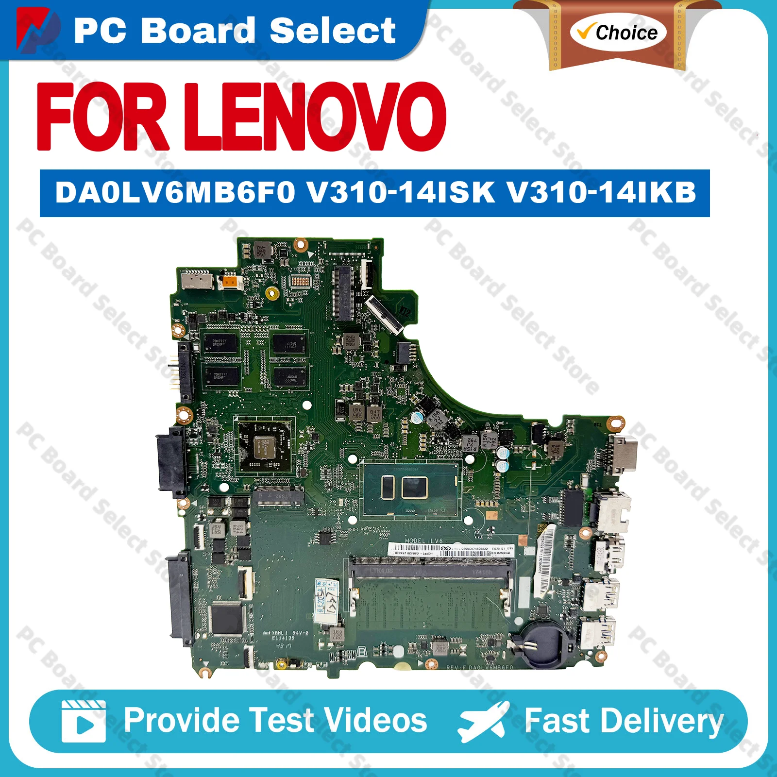 

DA0LV6MB6F0 For LENOVO Ideapad V310-14ISK V310-14IKB E42-80 Laptop Motherboard I3-7100U I5-6200U I5-7200U I7-6500U I7-7500U 4GB