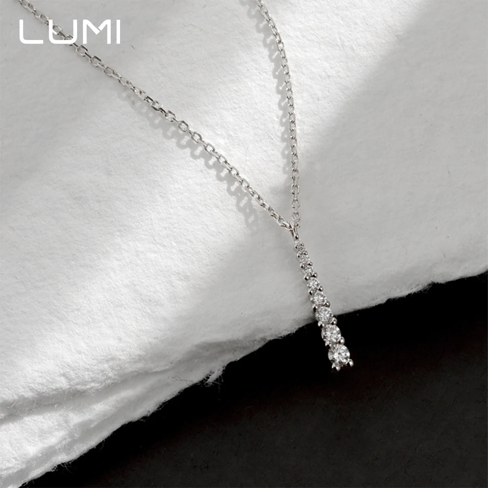

LUMI 0,9-1,6 карата Линейный муассанит из стерлингового серебра 925 пробы Ожерелье-подвеска с бриллиантами Альтернативные современные минималистичные украшения для женщин