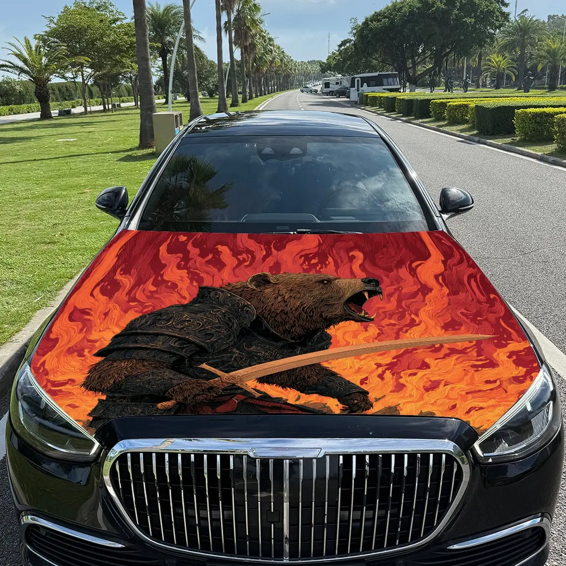 

Attack on Bear Car hood packaging sticker, PVC material, self-adhesive waterproof, anti-slip paint, car exterior decoration acce