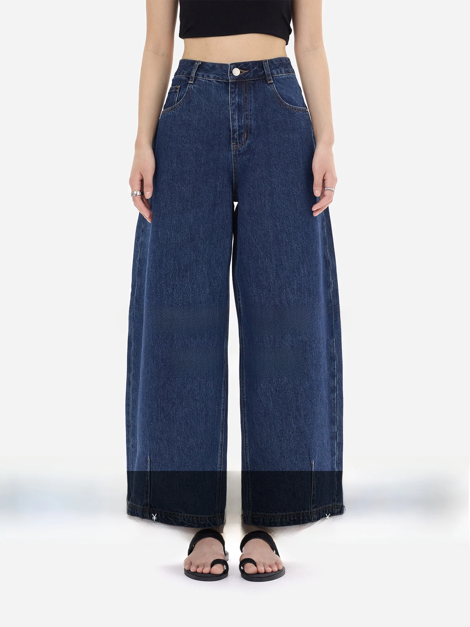 

Джинсы eGuYue Waed Heavy Du Original Cow Simple Wide Sle Versatile Nine Point с высокой талией, на пуговицах, из хлопка, средней посадки