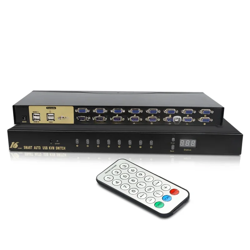 16 port Manual series USB VGA KVM switch Good quality 16 input 1 output with usb hub VGA KVM Switch