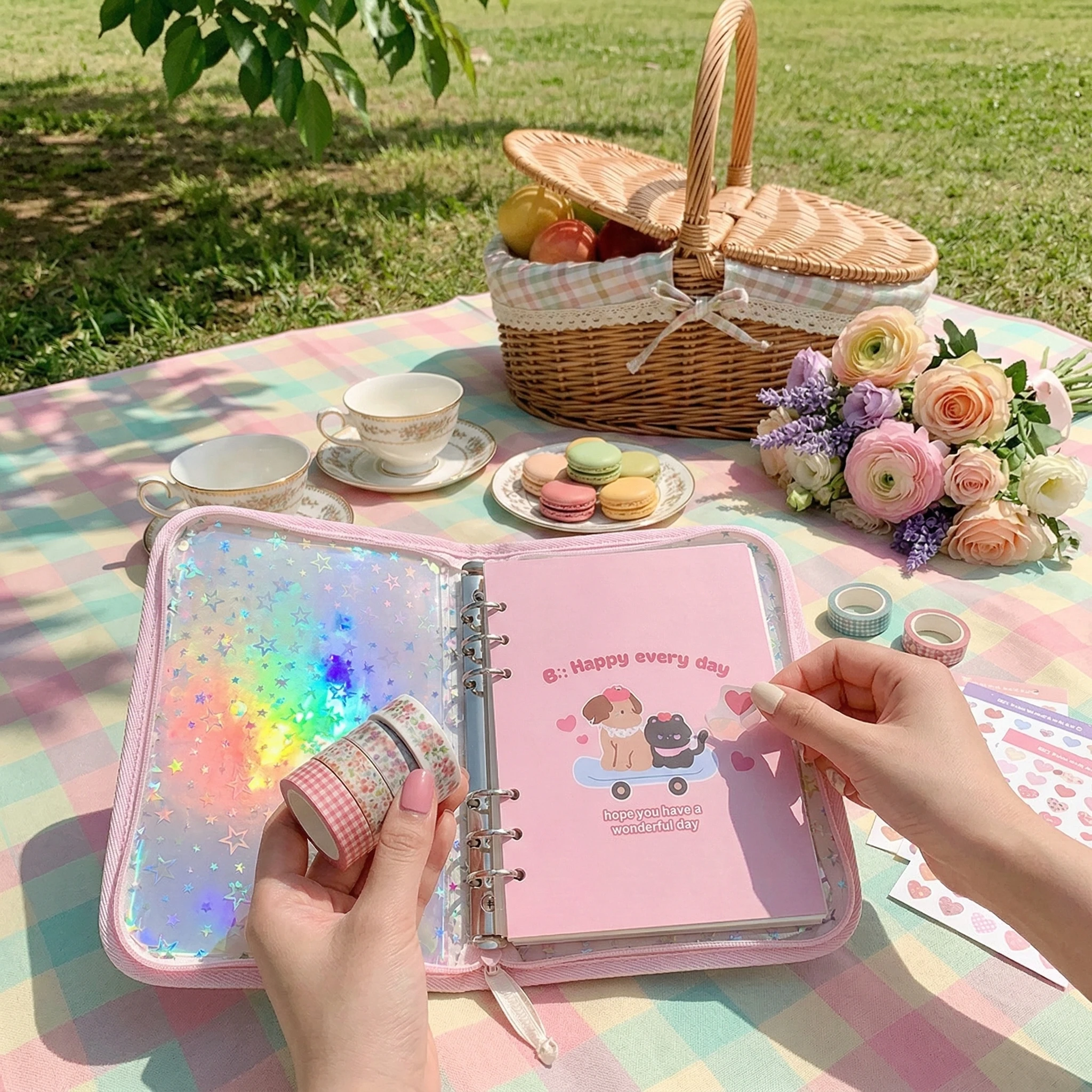 Ins Style A5 Laser Binder Album for K-Pop Photo Cards, Tickets & Memories - Reflective Organizer Fan Collectible Scrapbook