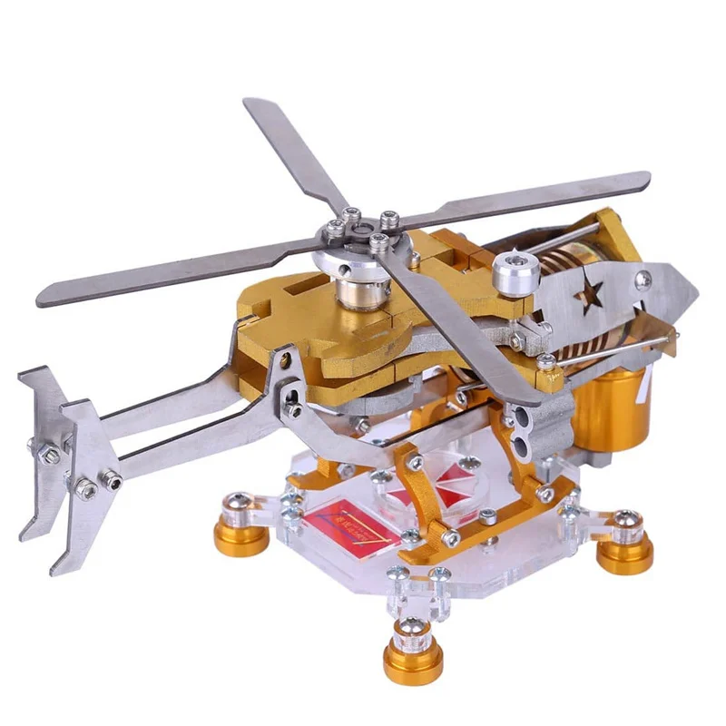 Small Steam Engine Helicopter Aircraft Toy Mini All-metal Stirling Fuel Aircraft Model Scientific Experiment Teaching Toy