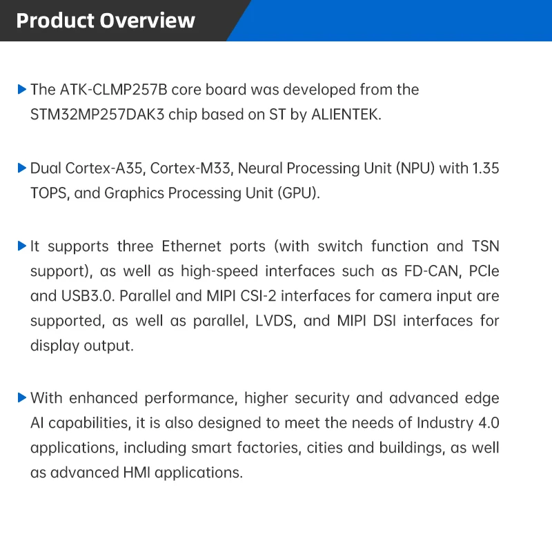 ALIENTEK STM32 MP257 Core Board ARM Embedded Linux Heterocore A35&M33 AI Industrial Controls Automation Smart Home