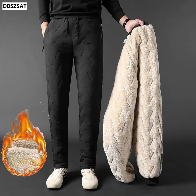 

2022 Men's Winter Pants Thick Warm Sweats Thermal Lined Jogger Fleece Pants Big Trouser Male Plus Size Zip Pocket Work 6XL black