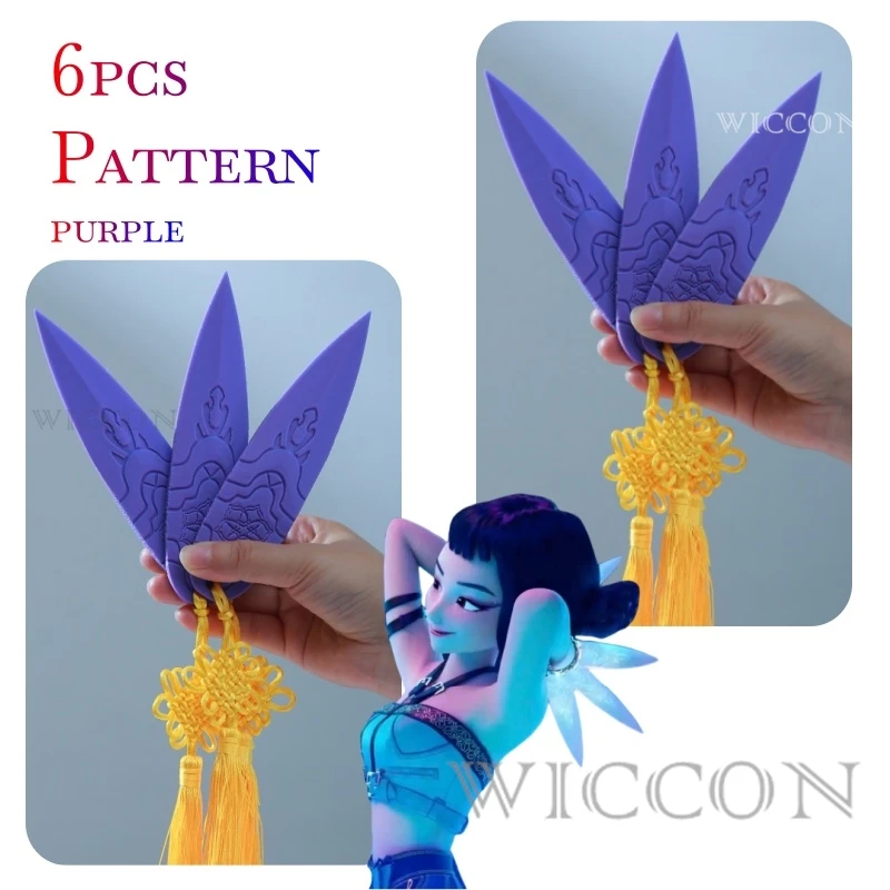 1/3/6 pcs Kpop Demon Hunters Zoey Purple Blue Pink Darts Throwing Knife Demon Hunter Accessory Custom For Halloween Party Girls