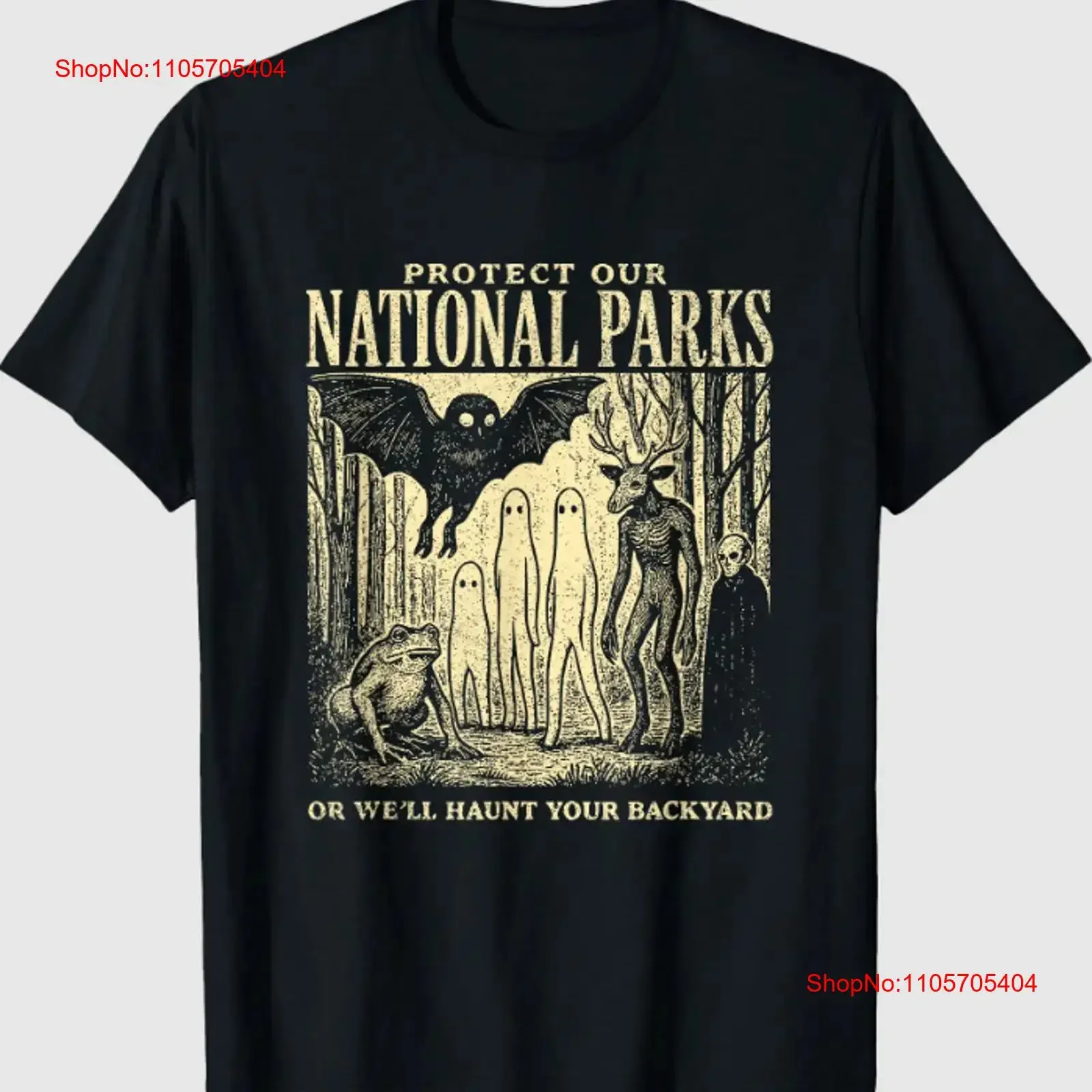 Protect Our National Parks or We'll Haunt Your Backyard T Shirt long short sleeves vintage Washed streetwear Casual Soft