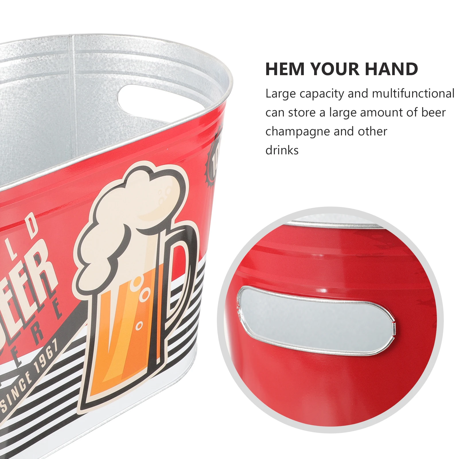 

Thickened Metal Cube Bucket Oval Beer Cooling Wine Bottle Holder For Bar Iron Ice Cooling Container Large Capacity Party