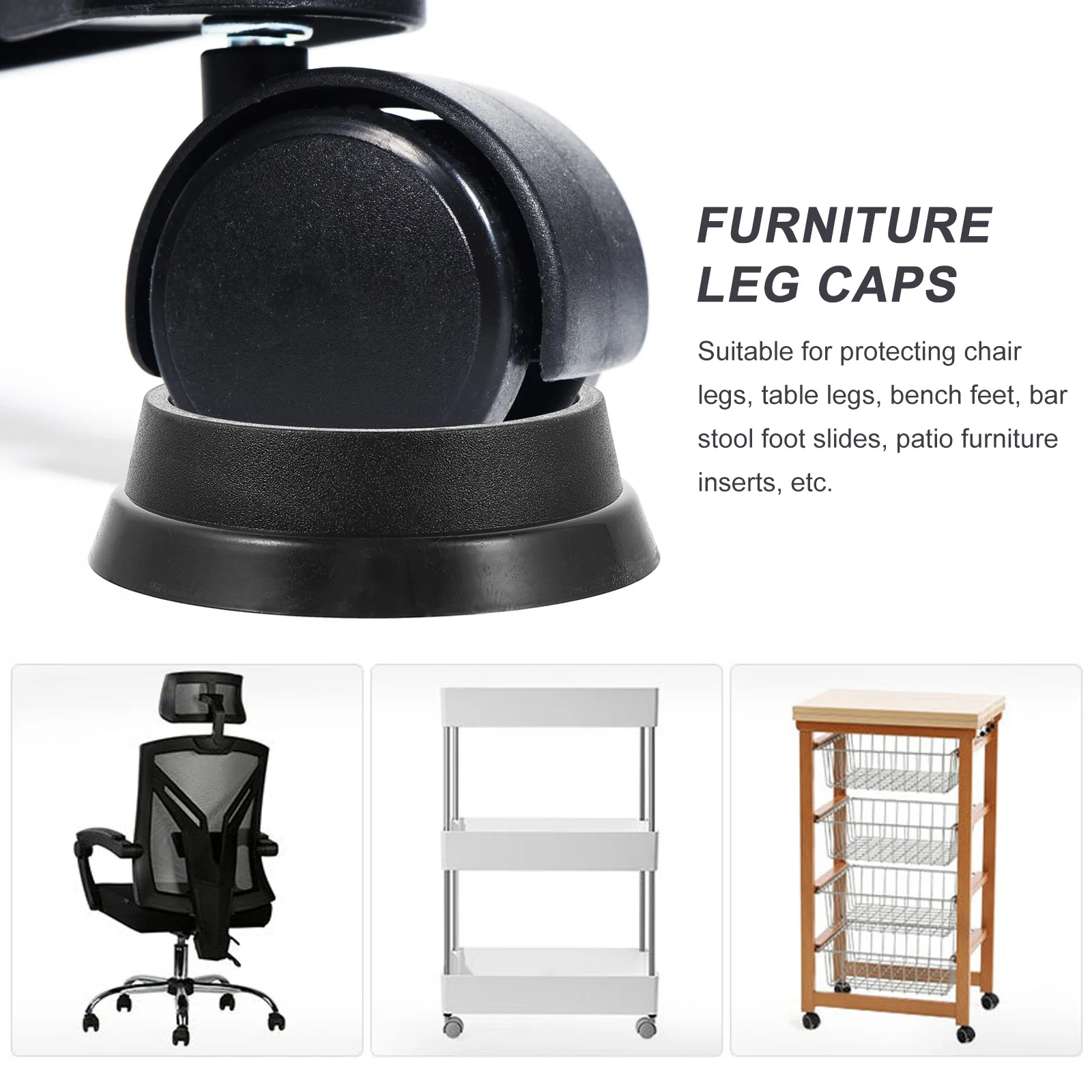 

4Pcs Rubber Caster Caps Strong Furniture Leg Caps Floor Protectors Chair Leg Covers Anti-Skid Chair Glides Household Accessories