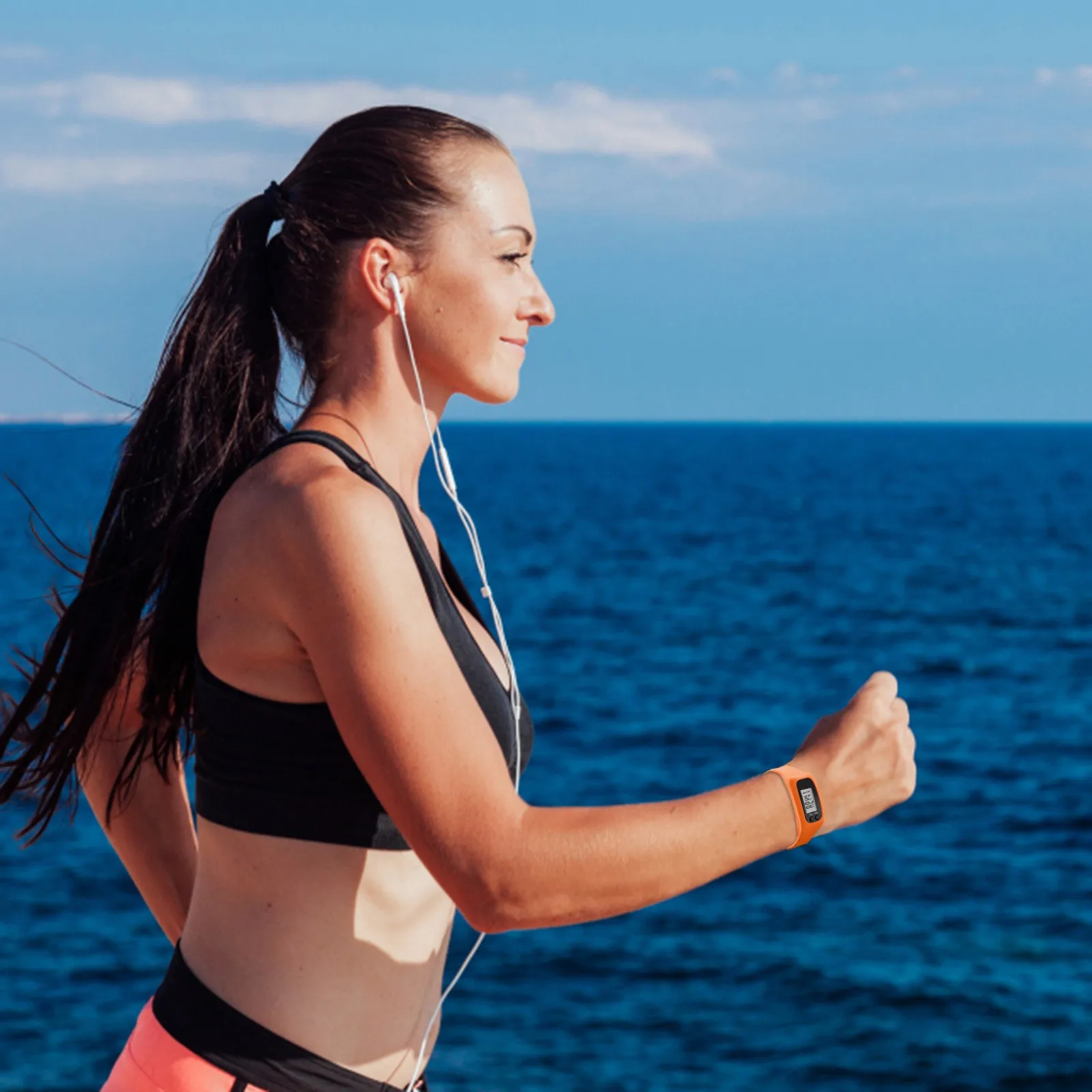 Reloj electrónico con pantalla Lcd para mujer, cronógrafo Digital con podómetro, contador de pasos, ideal para deportes al aire libre