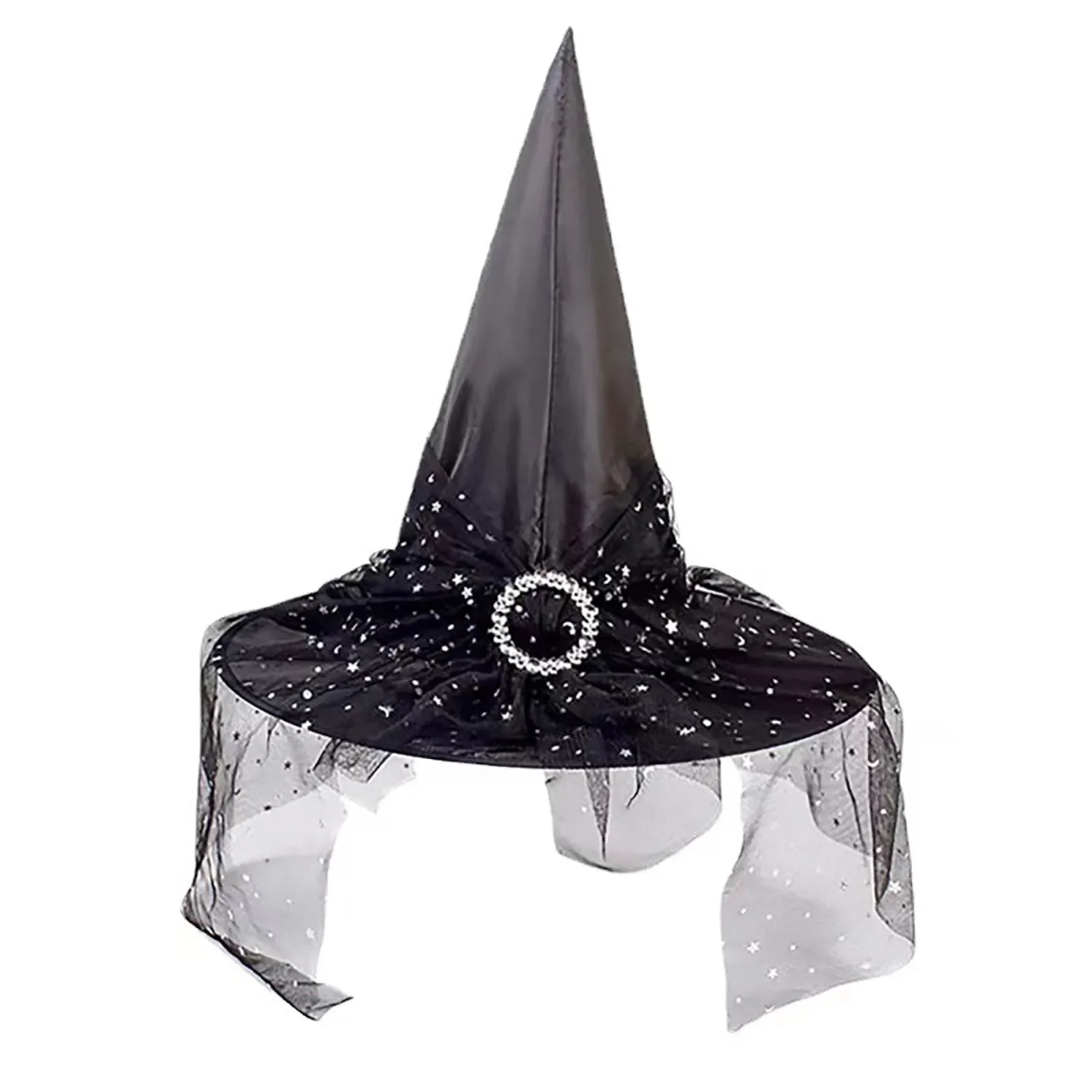 Heksenhoed met sluier Volwassen hoeden Halloween Heks Cosplay Tovenaarshoed Kinderen Halloween Zwarte Heksenhoed Meisjes Prinses Feestartikelen
