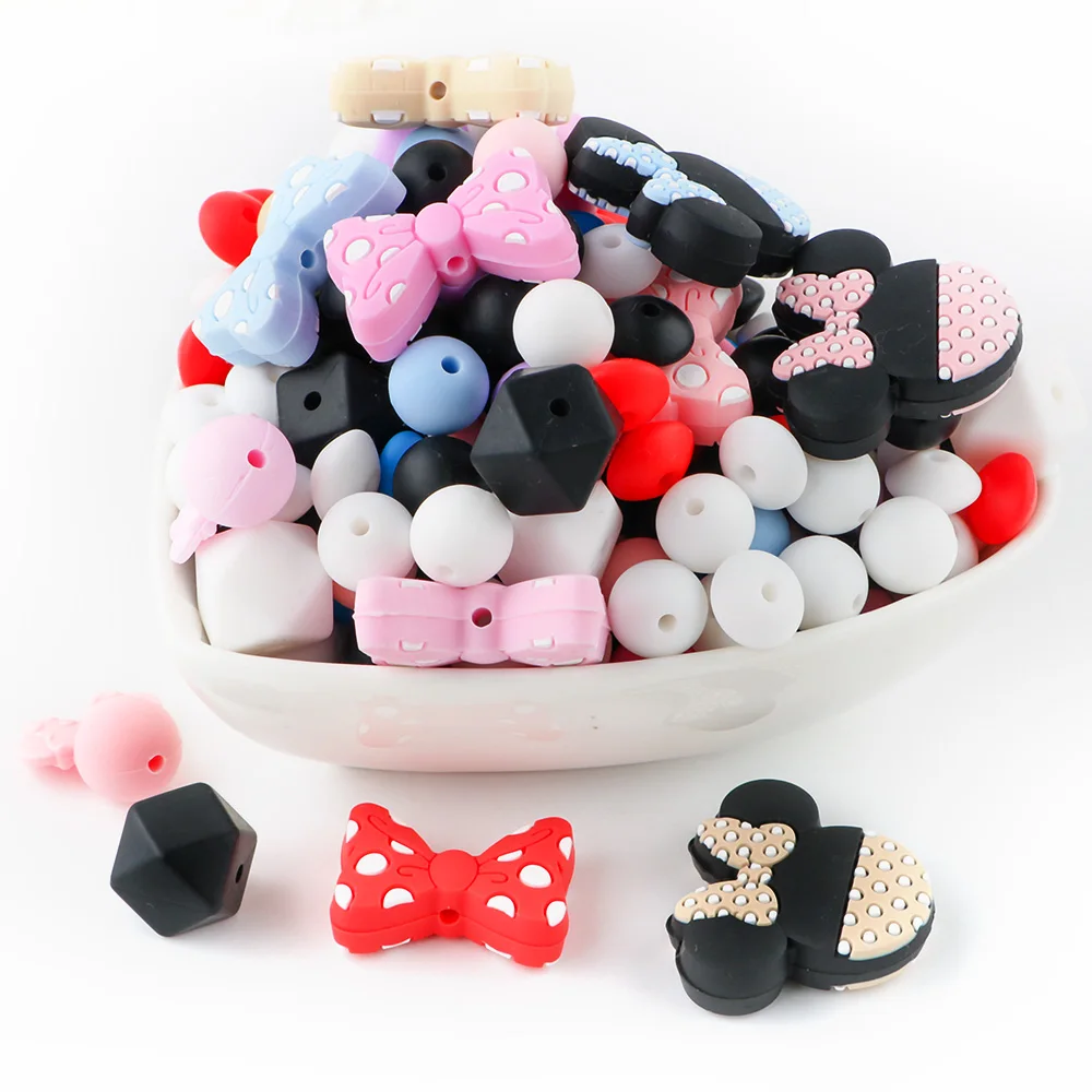 51pcs/set Silicone beads Round Lentil Beads Focus Food GradeFor Jewelry Making DIY Keychain Necklace Bracelet