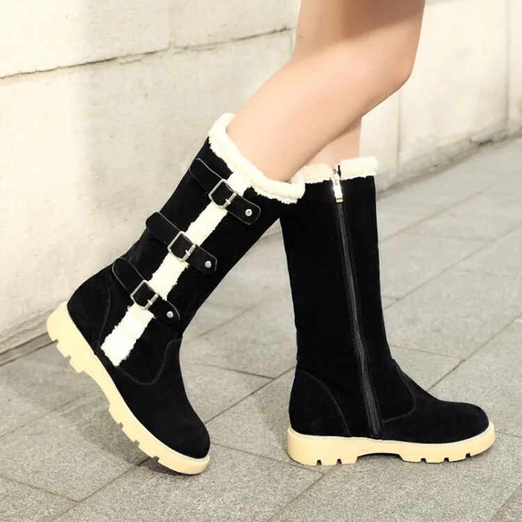 

Winter Women Snow Boots Keep Warm Knee High Boots Platform Belt Buckle Leisure Ladies Shoes