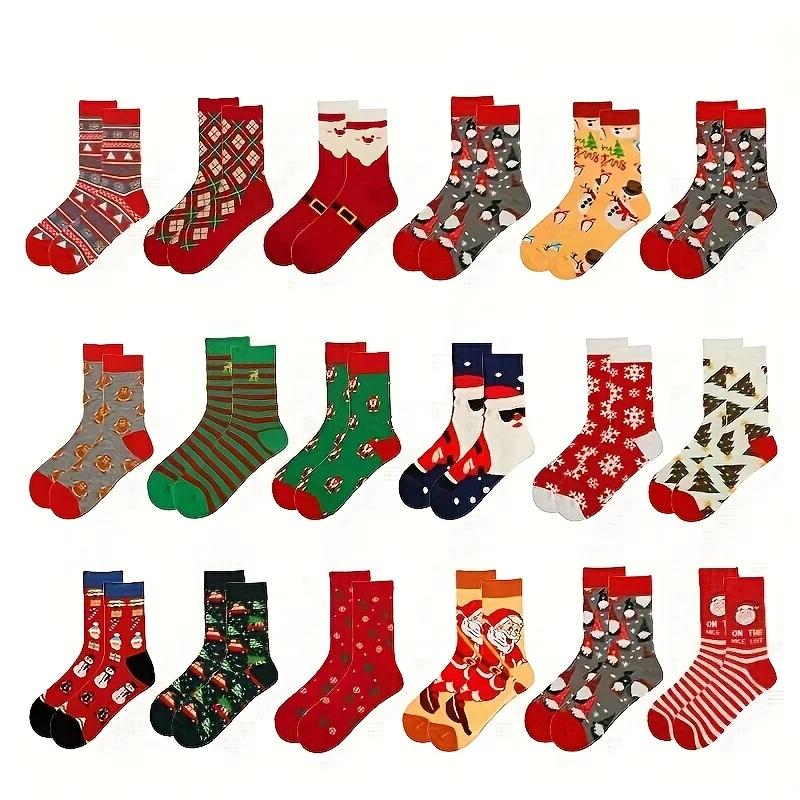 

Christmas Socks for Adults Santa Reindeer Snowflake Pattern Uses for Holiday Party Stocking Stuffer