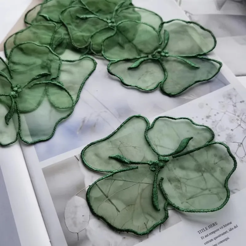 10piece set of organza embroidery flowers green embroidery flowers