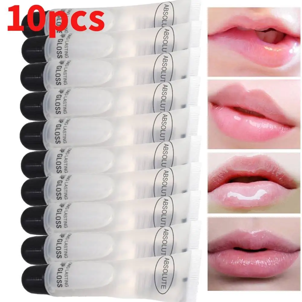 10pcs Big Lips Plumper Moisturizer Plumper Lip Gloss Long Lasting Sexy Big Lips Pump Transparent Waterproof Volume Lip Clear