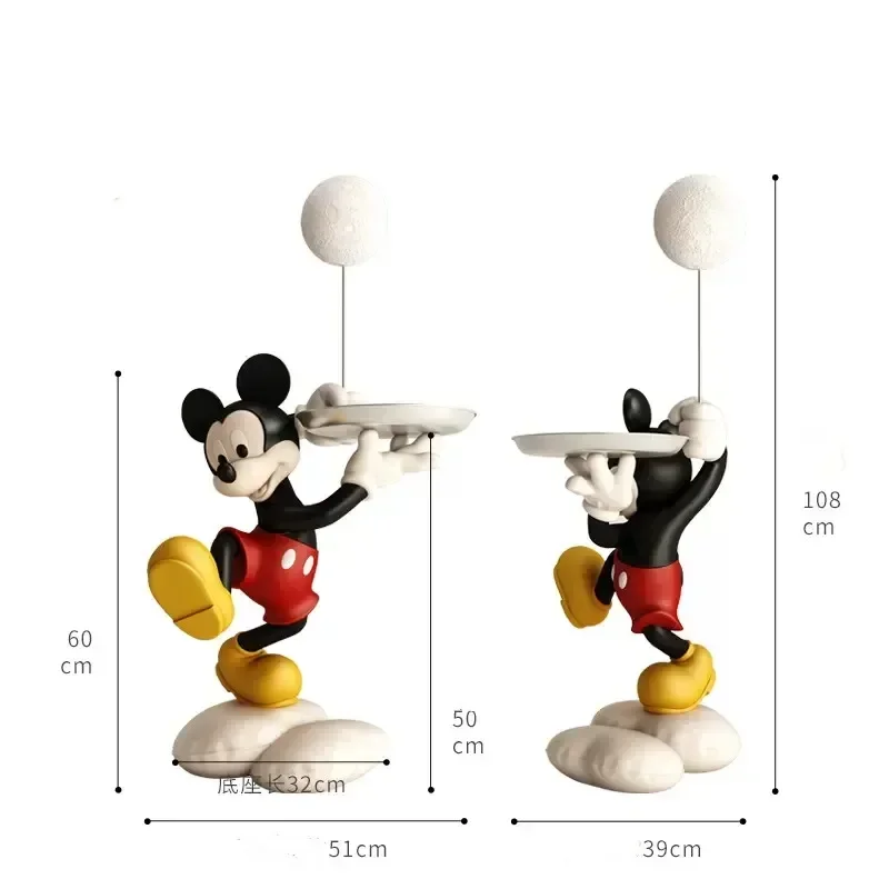 108cm Disney Cartoon Anime Micky mouse Tray LED Light figure Collection model Living Room resin Statue Home Decoration Ornament